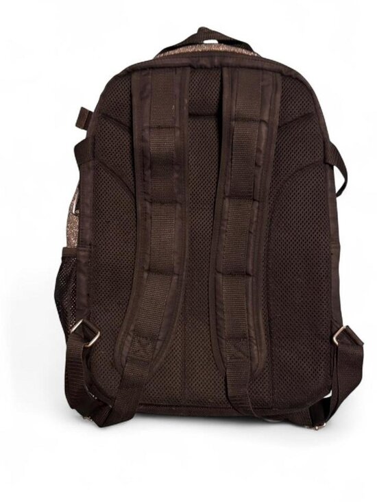 Nfinity cheer backpack in a sparkly gunmetal/charcoal finish with black trim and